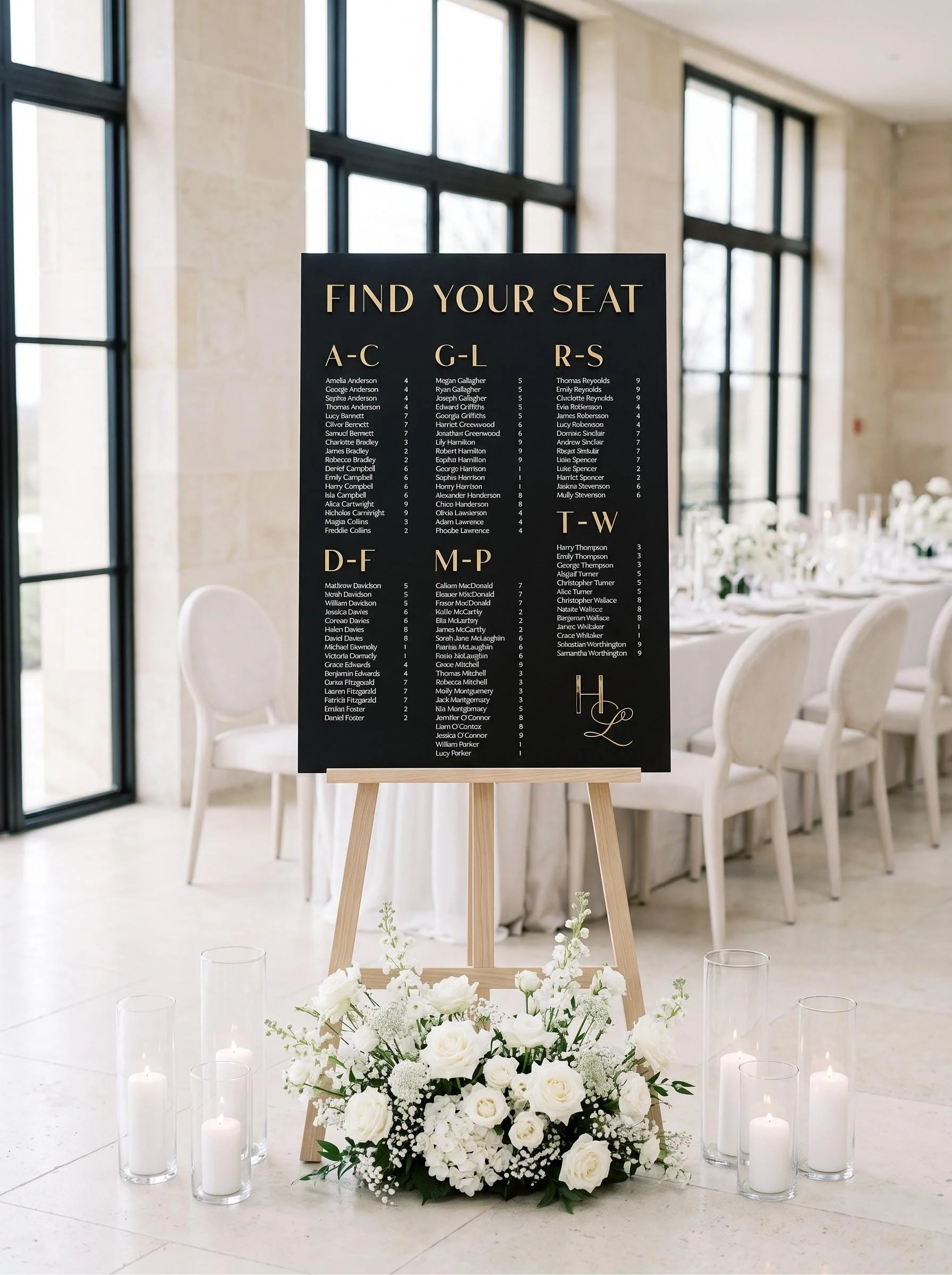 Personalised Alphabetical Acrylic Wedding Seating Plan