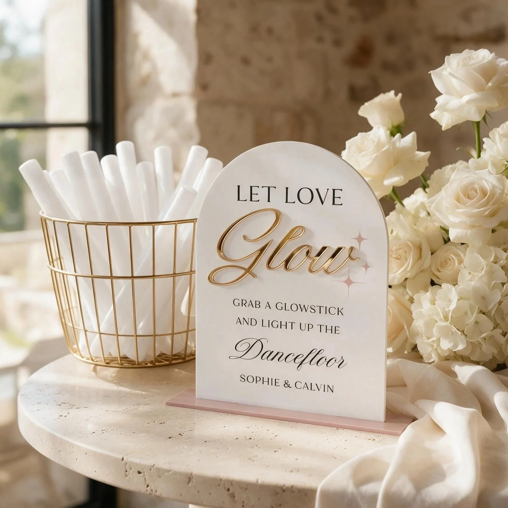 Let Love Glow Wedding Glow Stick Sign
