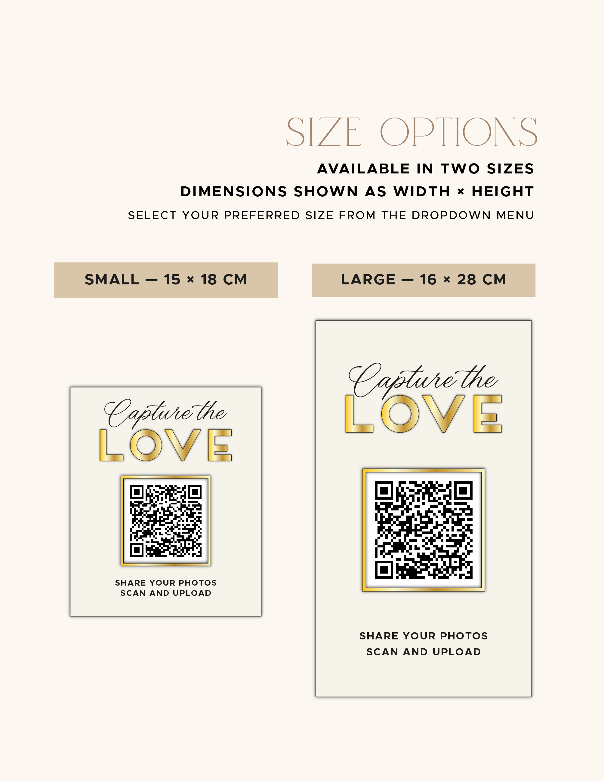 Acrylic background and 3D lettering colour choices for the wedding QR code sign.