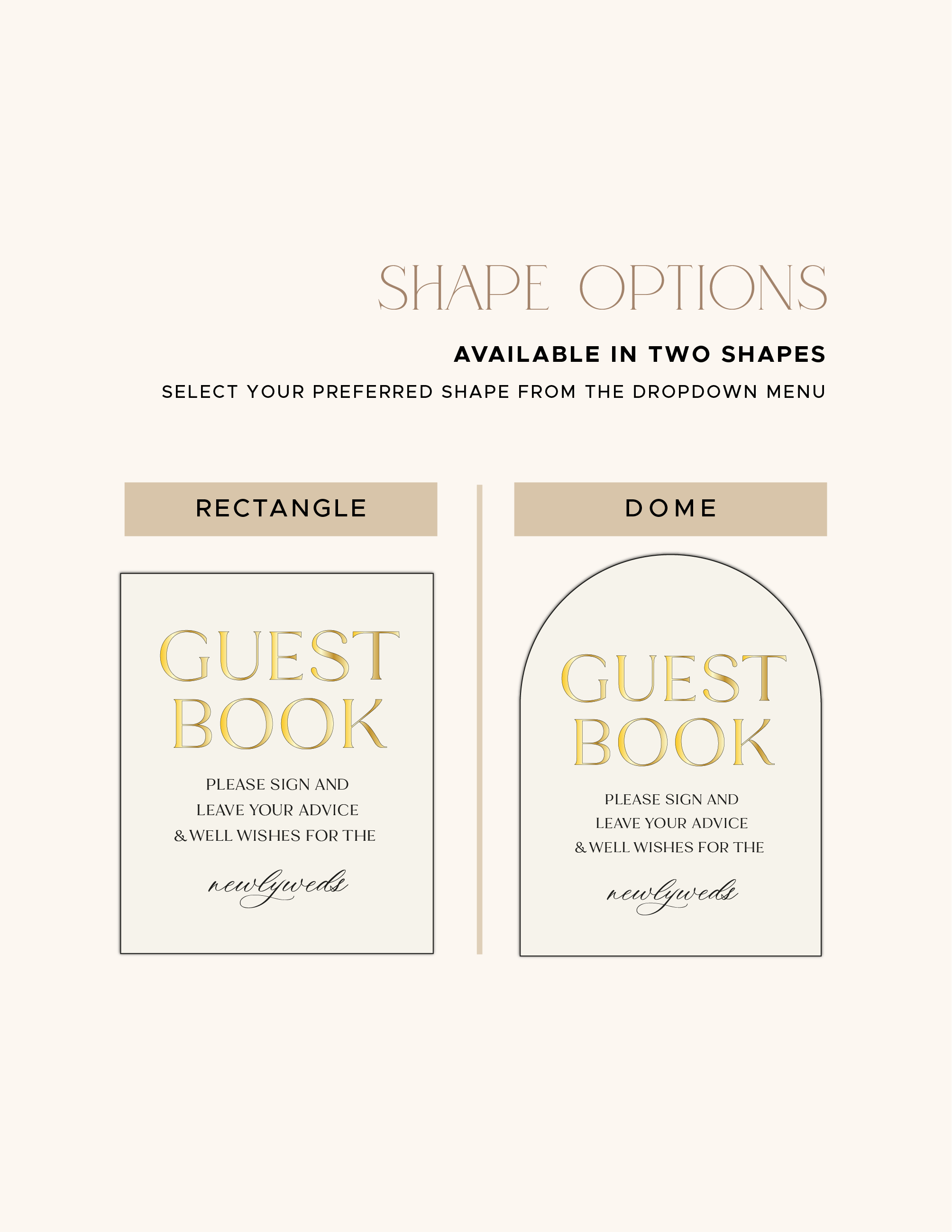 Small and Large wedding Guestbook Sign size comparison