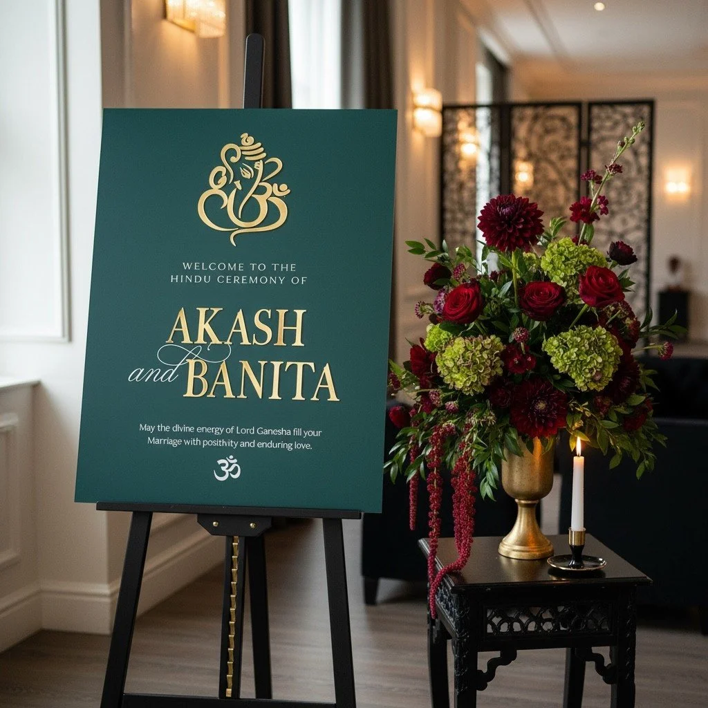 Personalised Hindu Acrylic Wedding Welcome Sign