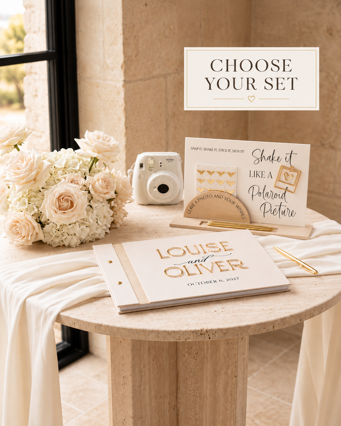 Guestbook Duo Set – Acrylic Wedding Guestbook & Matching Sign