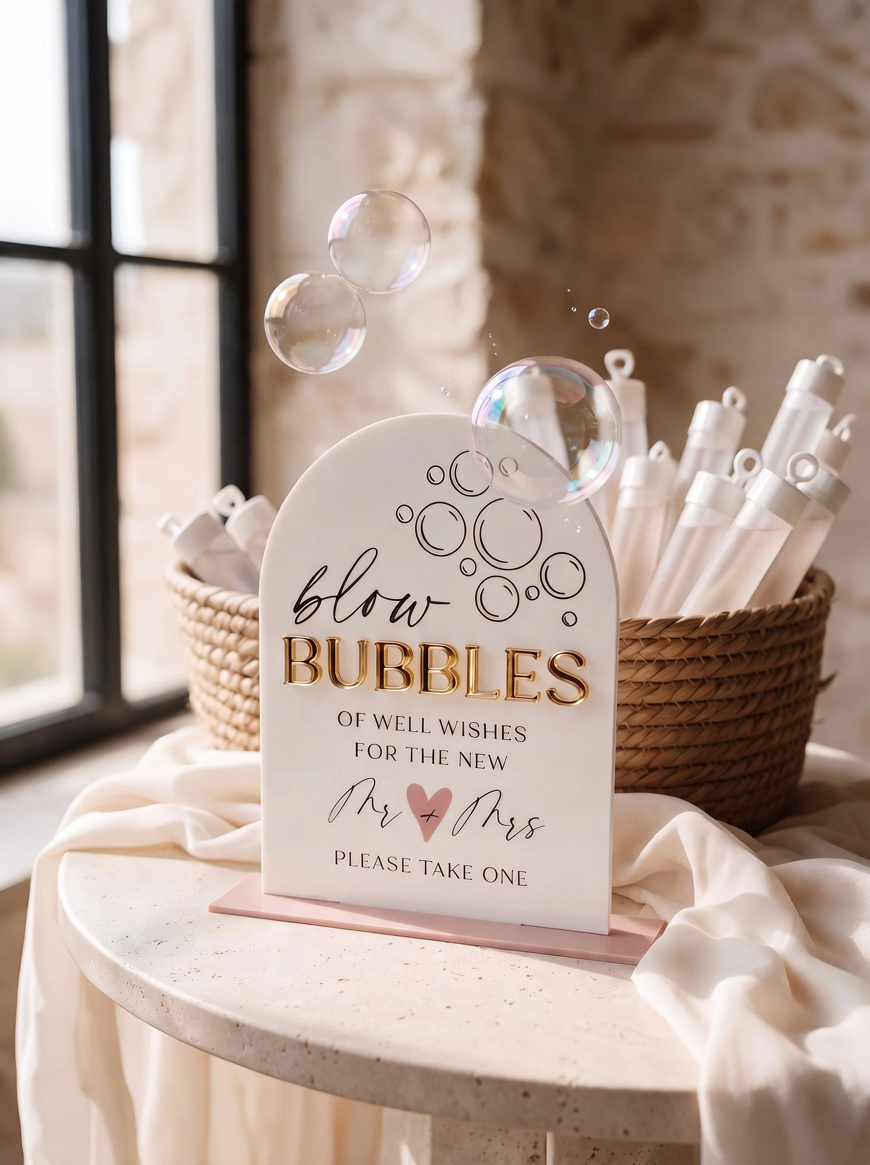 Blow Bubbles of Well Wishes Wedding Sign