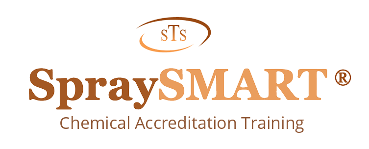 Logo for SpraySMART Chemical Accreditation Training with the text 'sTS' above it.