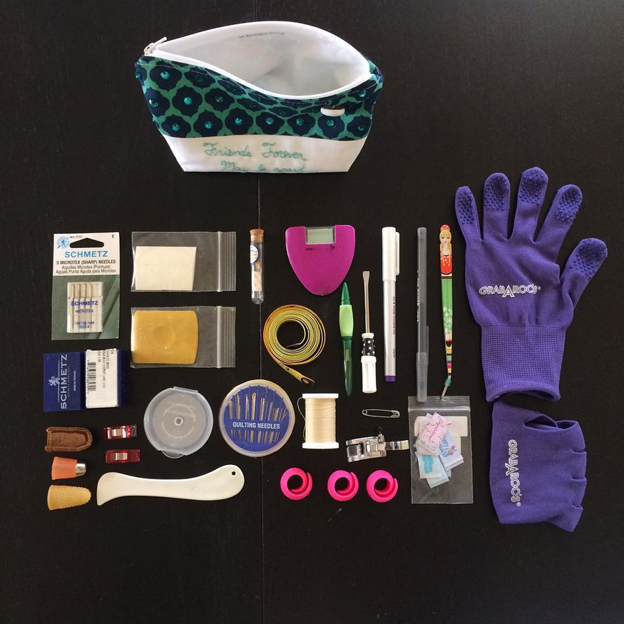 sewing supplies organized neatly