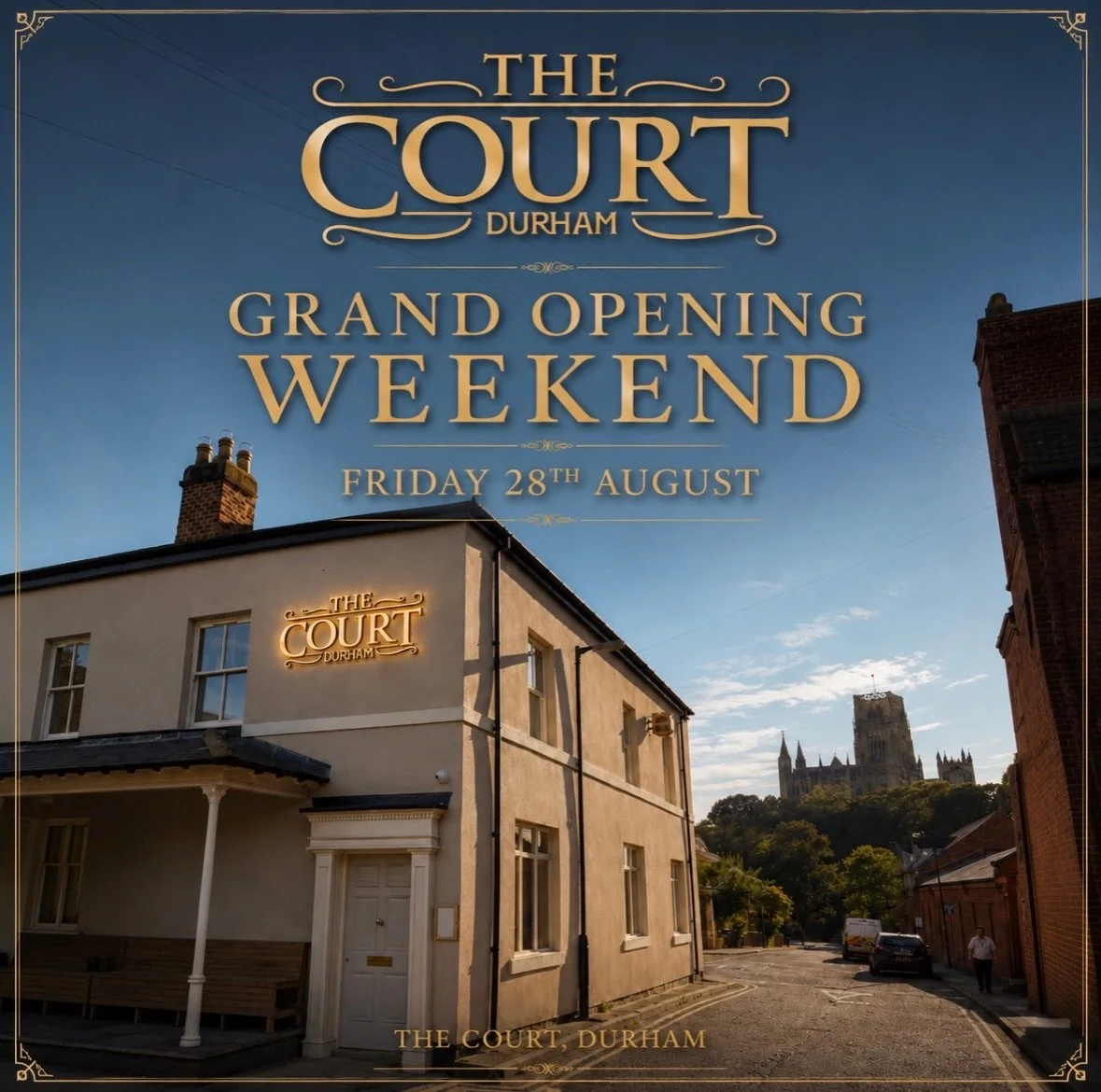 THE COURT, DURHAM.

GRAND OPENING - Friday 28th August, Bank Holiday Weekend. The Court is our take on a traditional London establishment, right in the heart of Durham. Dark oak, distressed leather, polished brass, back-lit marble, oil paintings and 