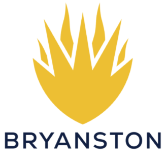 A stylized golden flame above the word 'BRYANSTON' in black text.