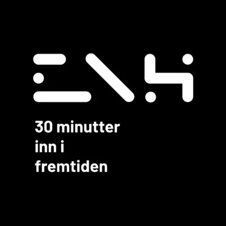 Digital clock displaying 2:44 with Swedish text '30 minuter in i framtiden' on a black background.
