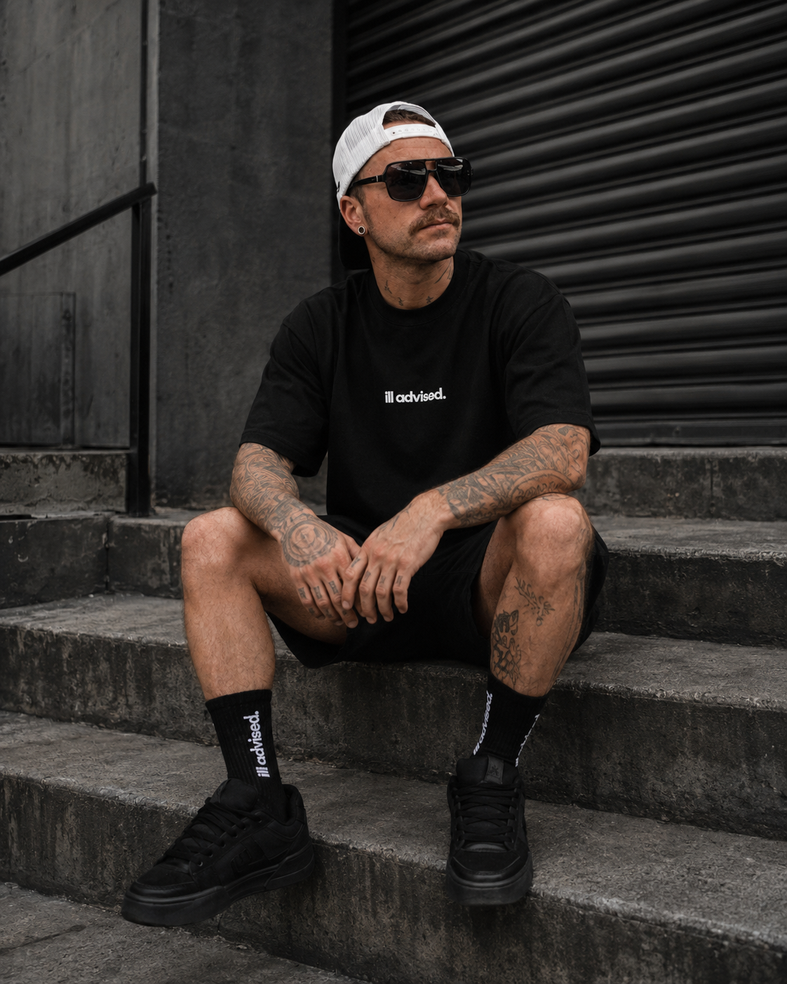 ill advised. Drop 001 Core Logo Tee and Poor Judgment Washed Shorts