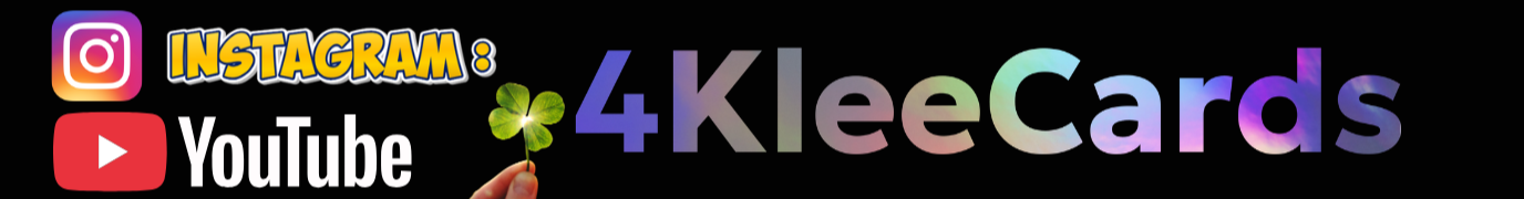 Grafik mit den Logos von Instagram und YouTube, Text 'INSTAGRAM: 4KleeCards' mit einem vierblättrigen Kleeblatt.