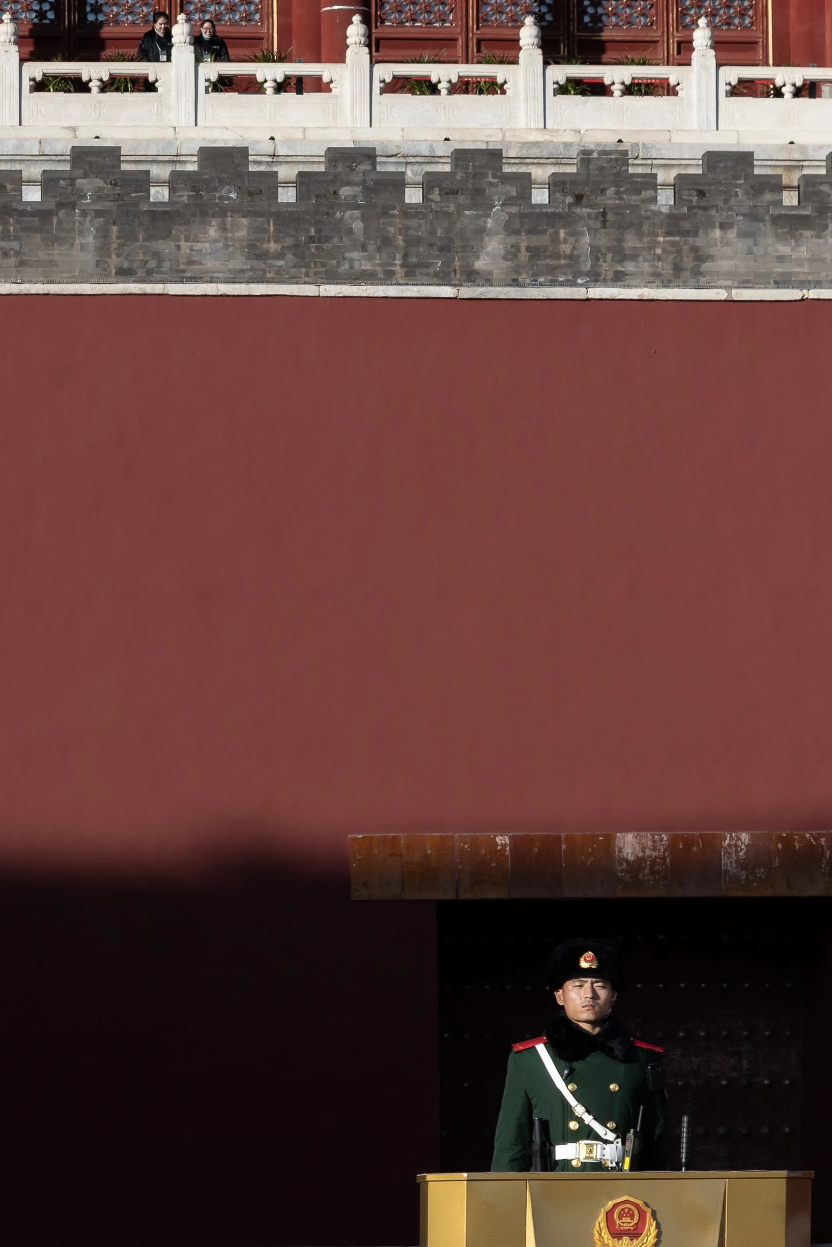 chinese guard in front of tienanmen square
