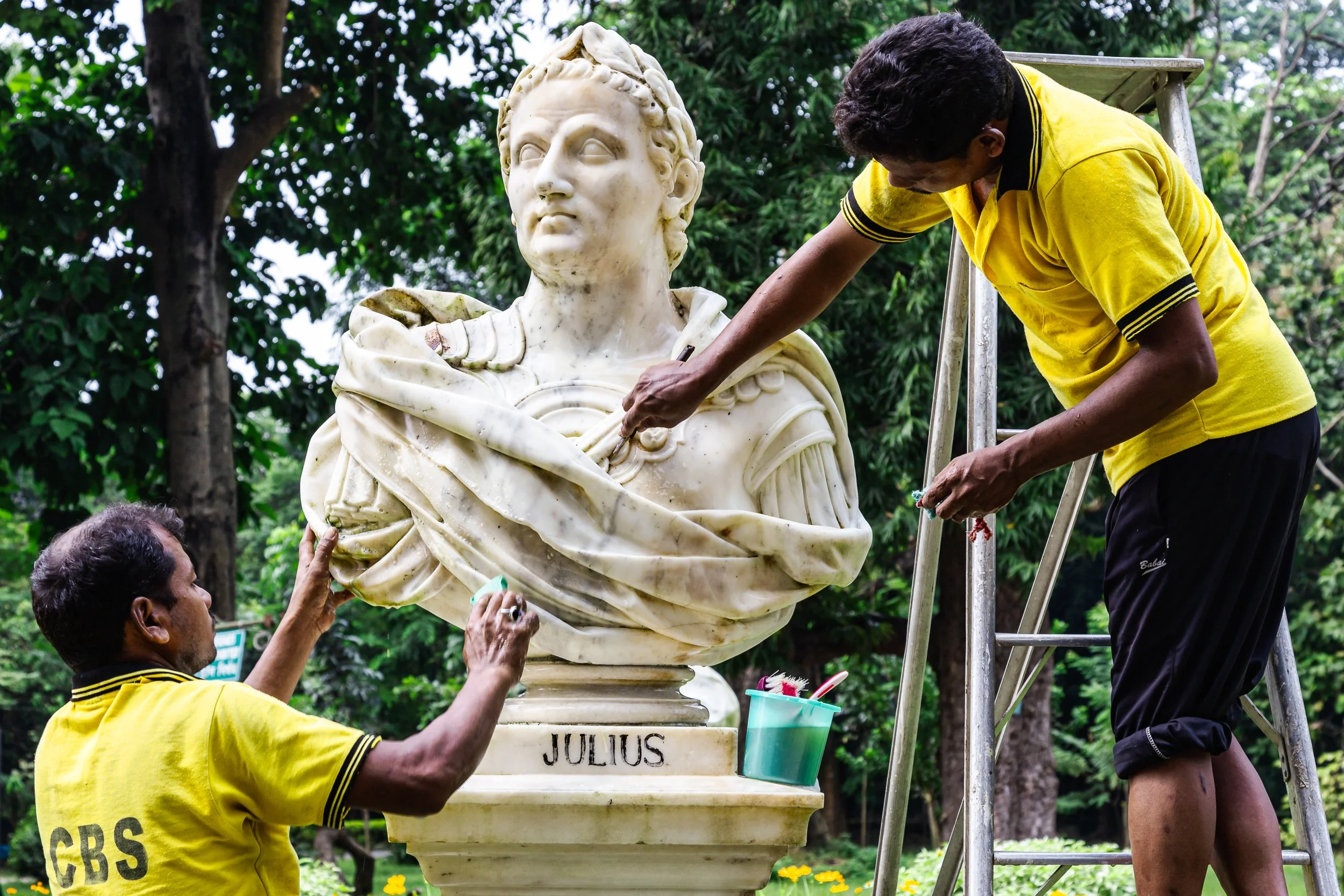 Two thousand years of outranking everyone, and he still needed someone with a toothbrush. Kolkata, India. 2025.