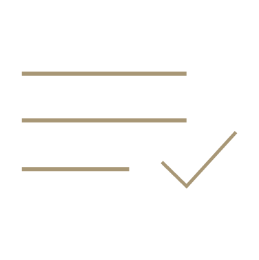 A checklist icon with three horizontal lines, a checkmark on the lower right, and a no symbol overlapping the lines.