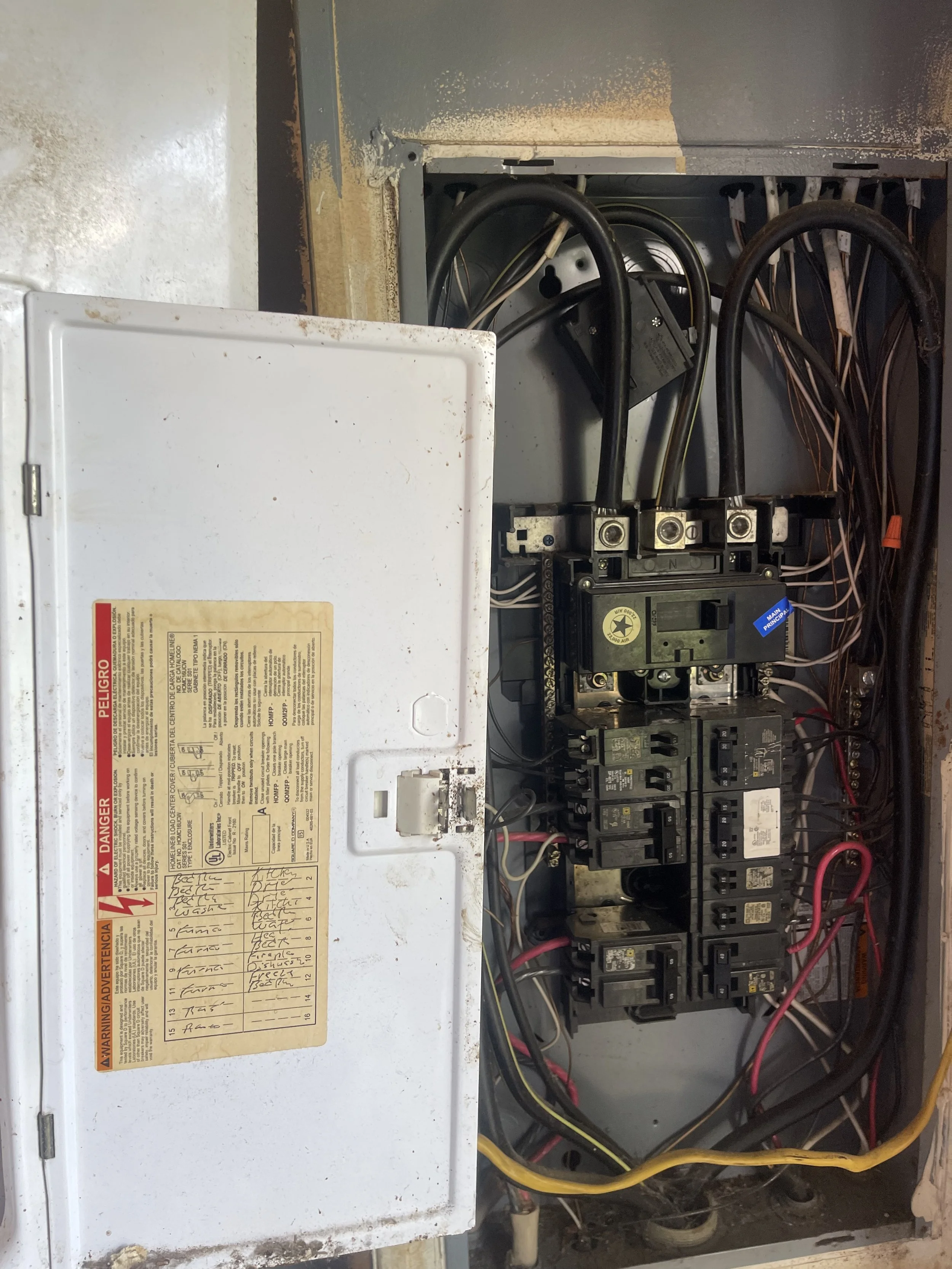 Residential electrical-panel upgrade in progress