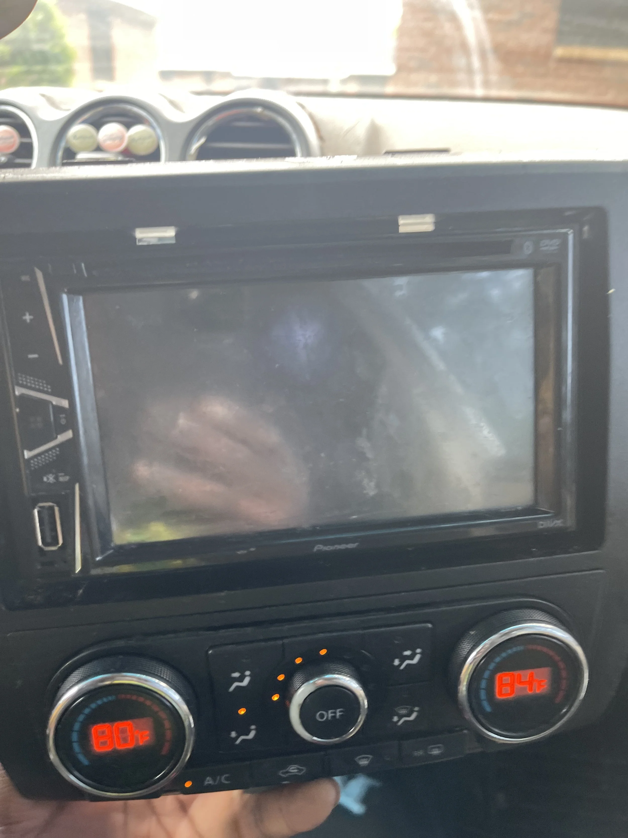 Pioneer touchscreen car stereo and climate controls after installation