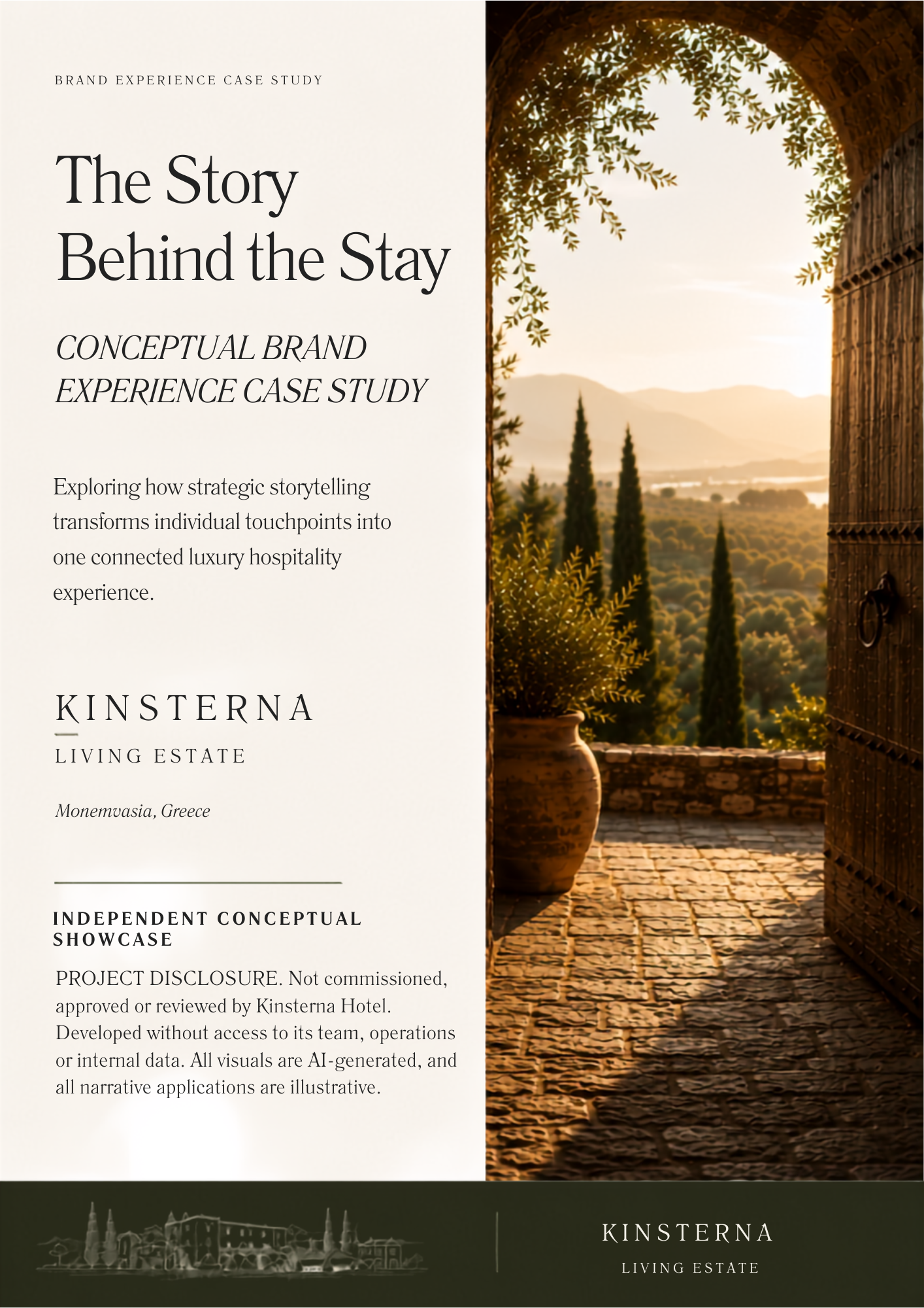 Kinsterna Estate conceptual hospitality case study exploring brand narrative and the digital guest journey.