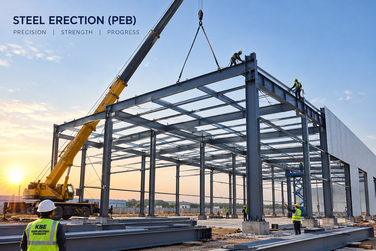 Professional erection of pre-engineered steel structures by Khan Brother Engineers
