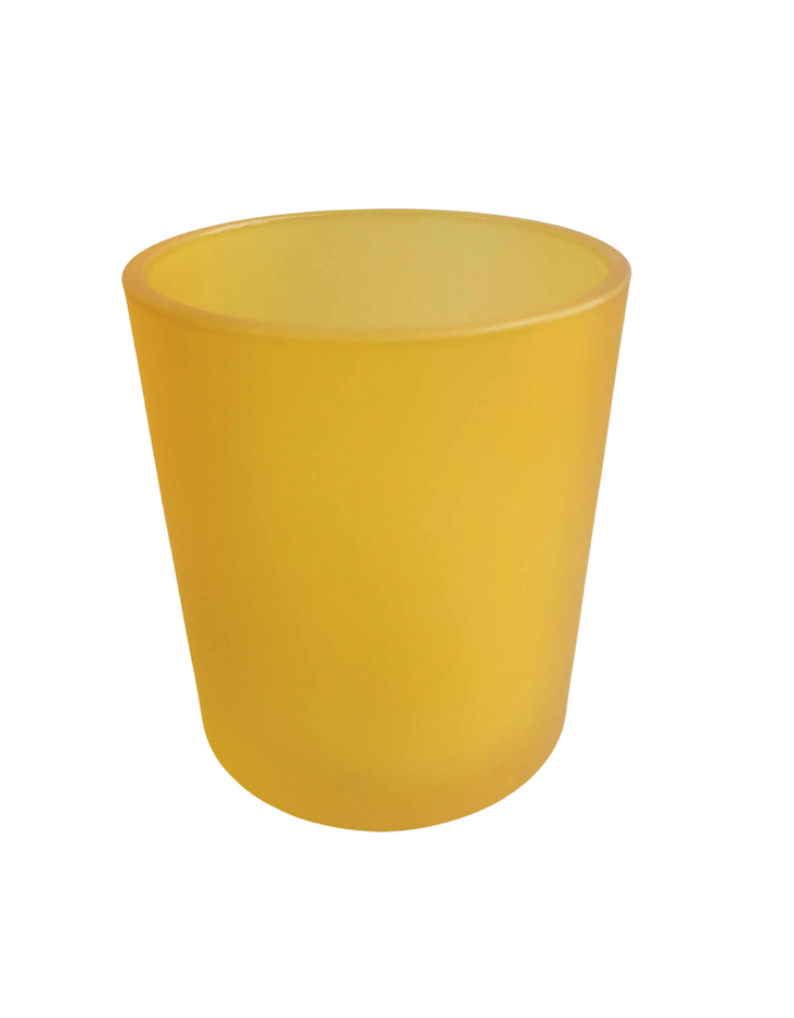 LARGE FROSTED Oxford Glass Jar - Yellow