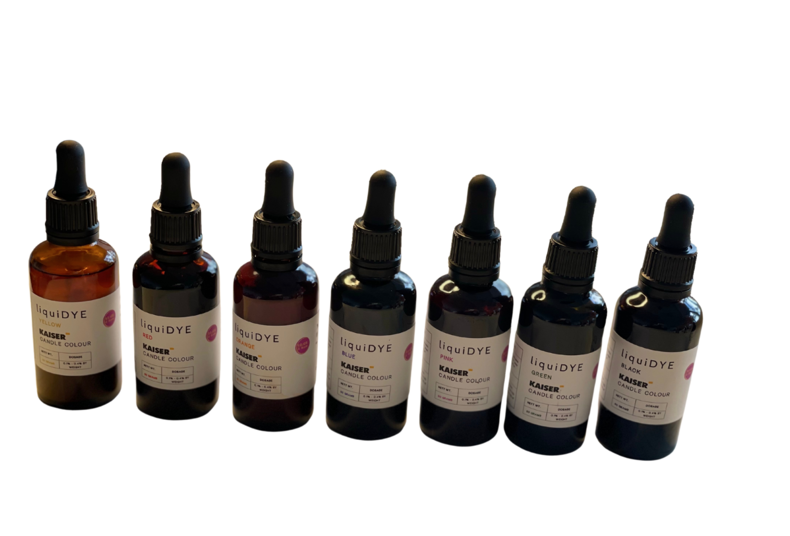 Pack of 9 x Kaiser Liquid Candle Colours -  liquiDYE  10g, 50g or 100g