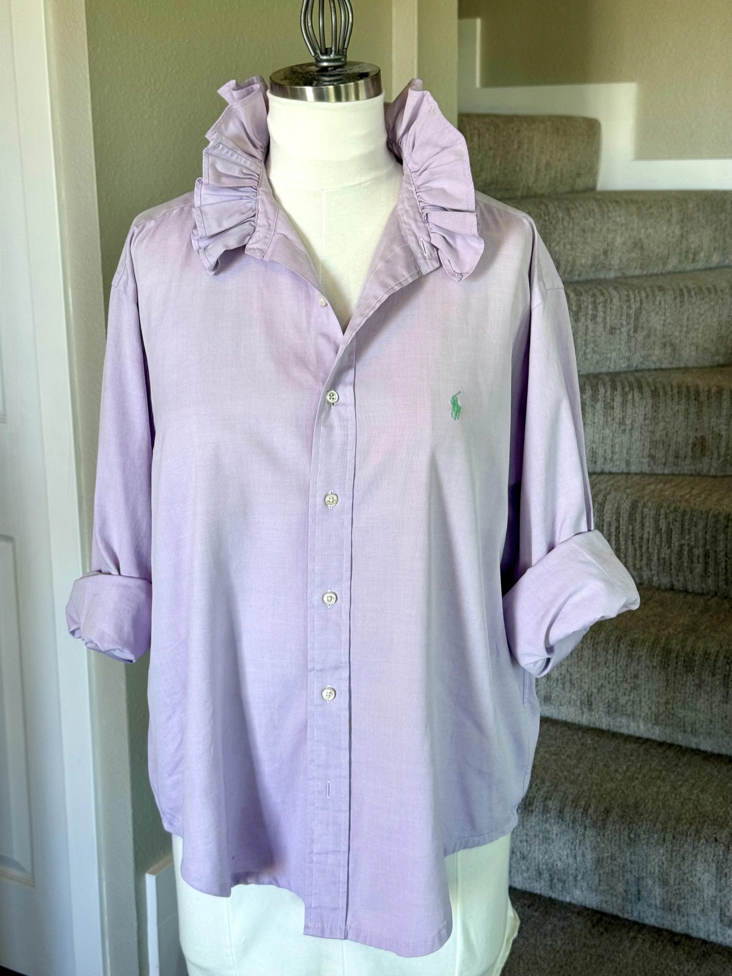 Upcycled Ruffled Shirt – Lavender