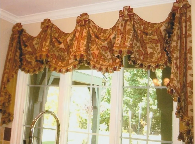 Morrison valance with maltese cross embellishment 