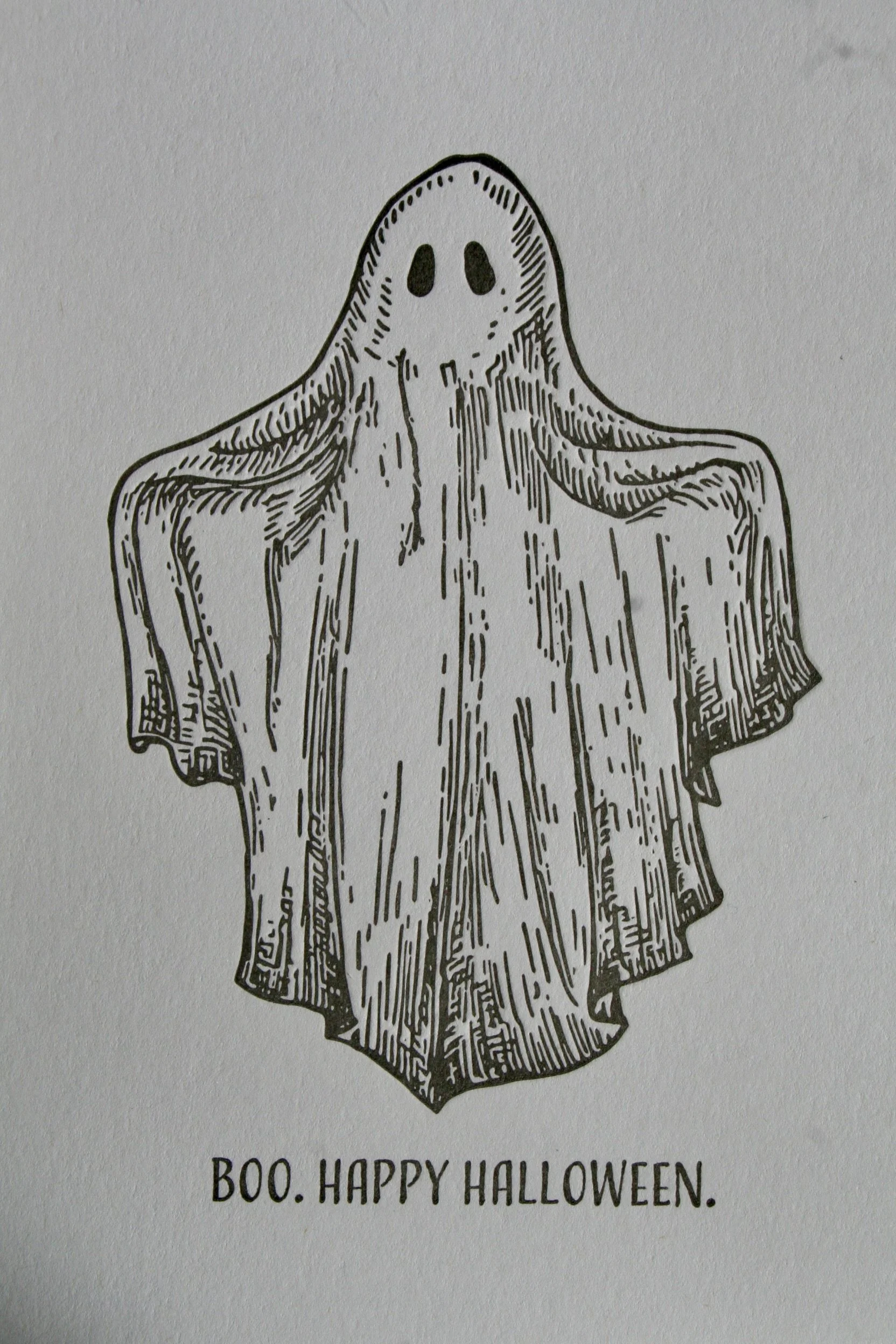 Boo! Happy Halloween Letterpress Cards