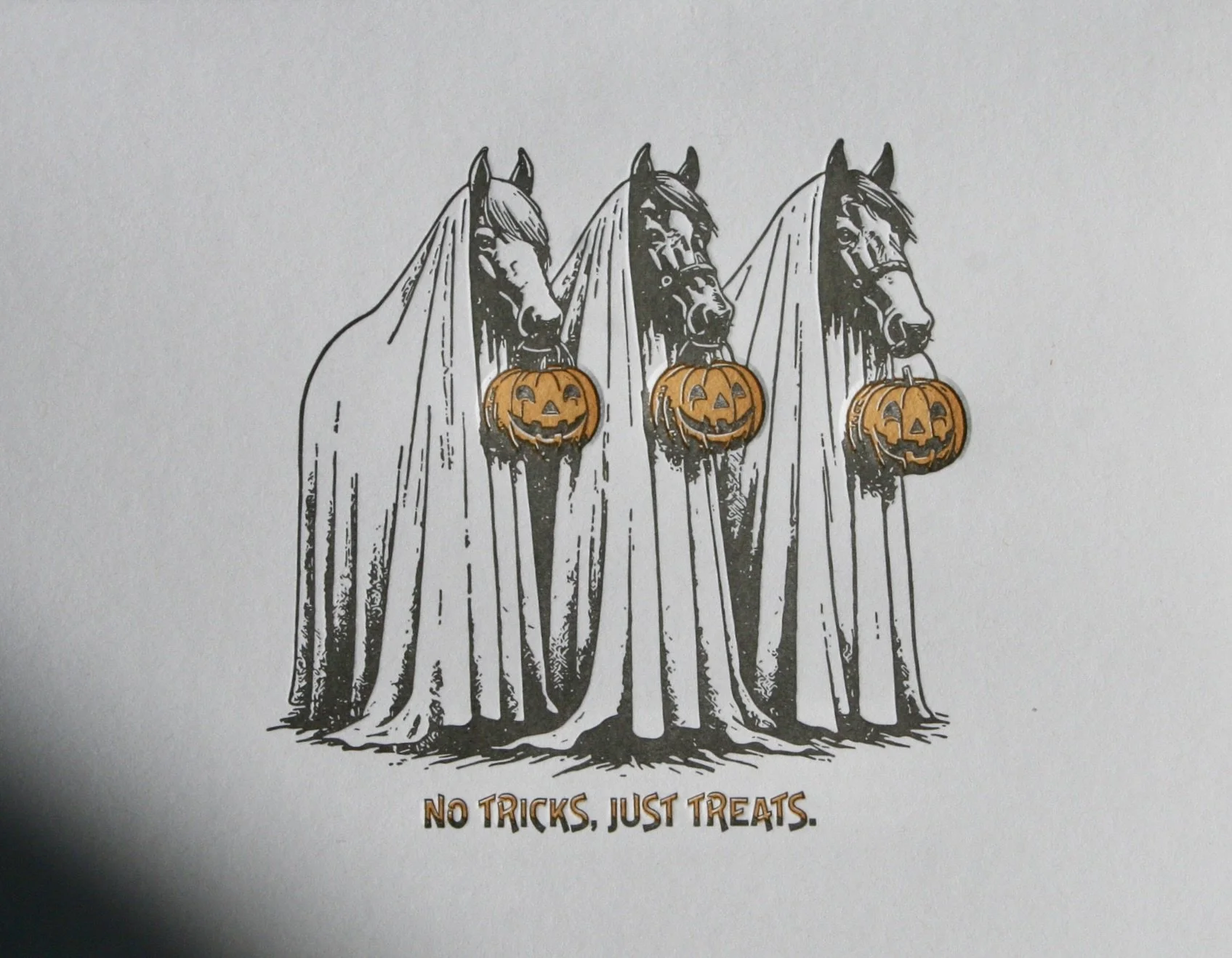 No Tricks, Just Treats Letterpress Halloween Cards