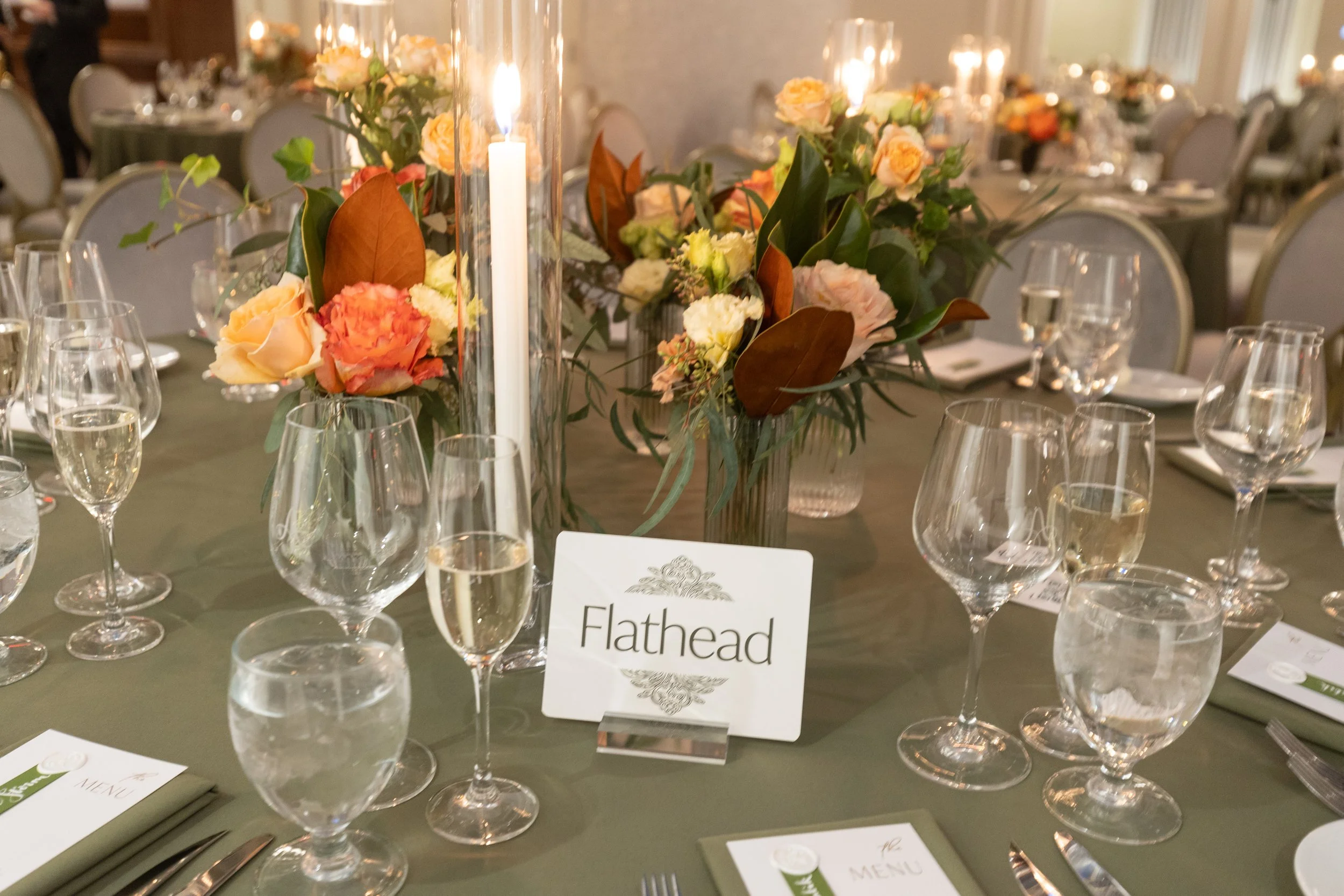 Custom menu, calligraphy, and table signs