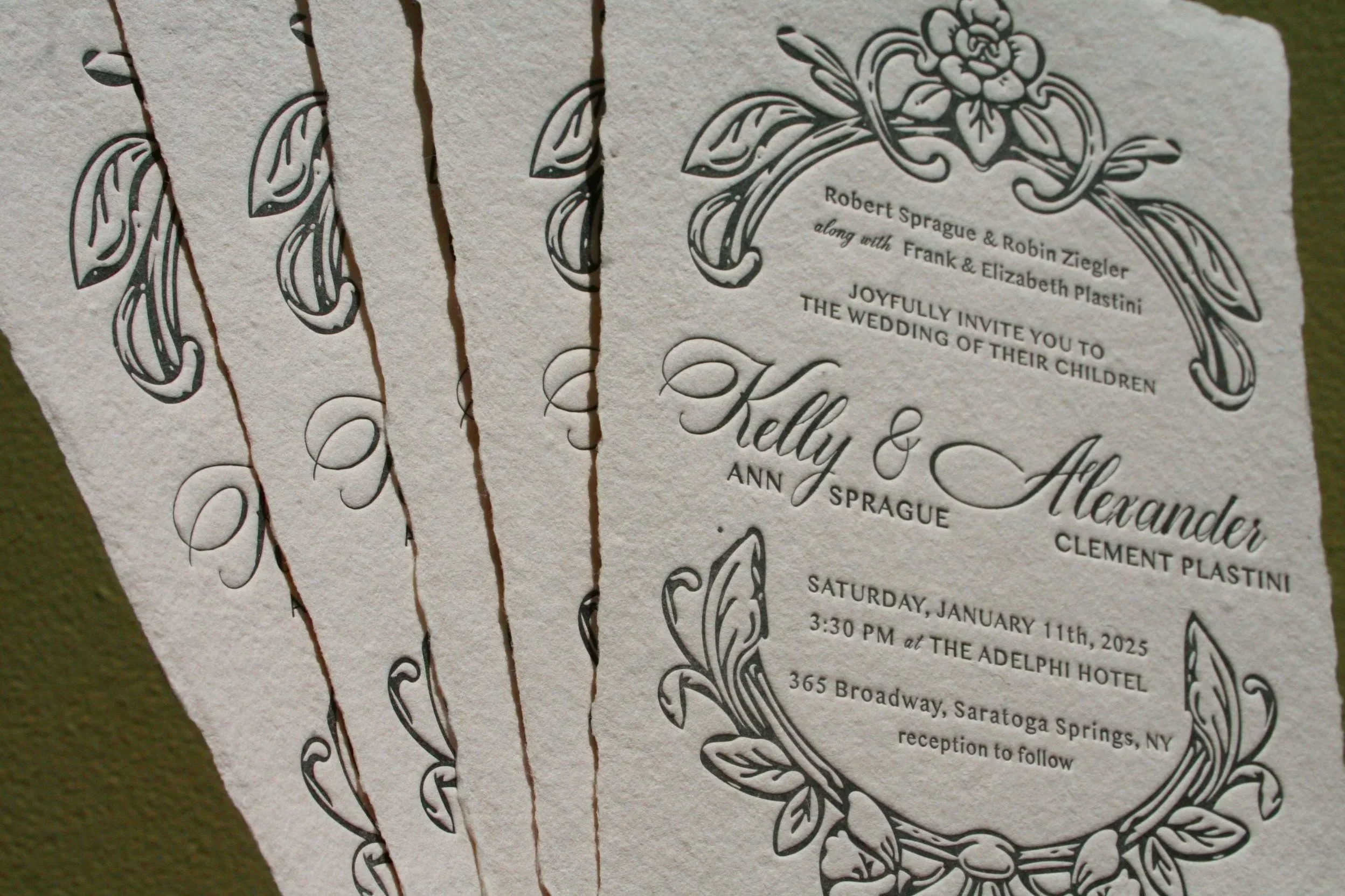 Handmade, letterpress, wedding invitation