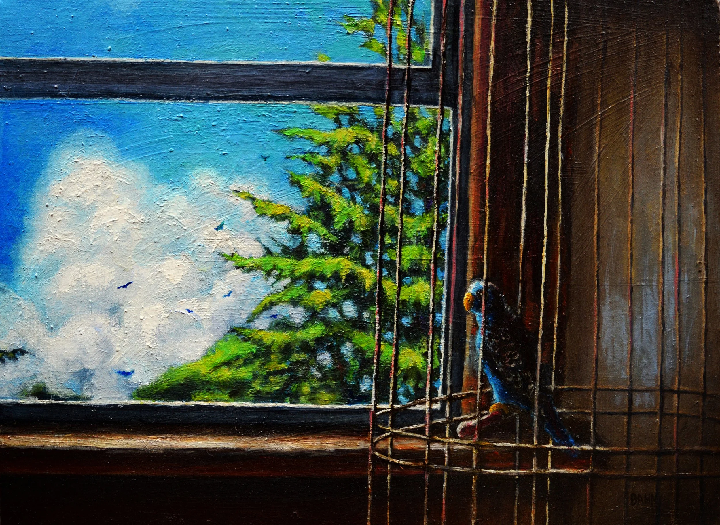 Caged Bird, oil on canvas, 2014