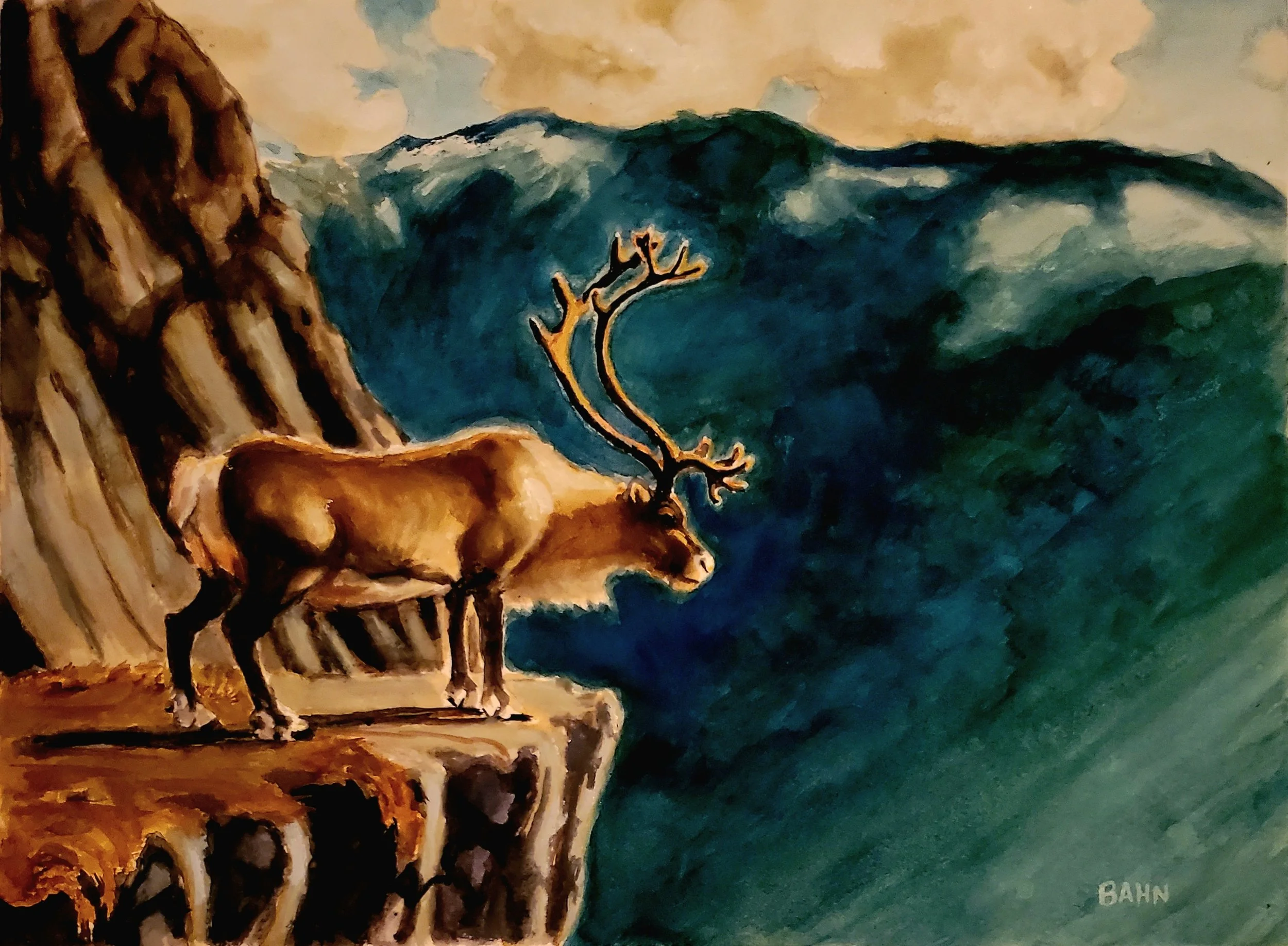 Reinsdyr, watercolor, 2026