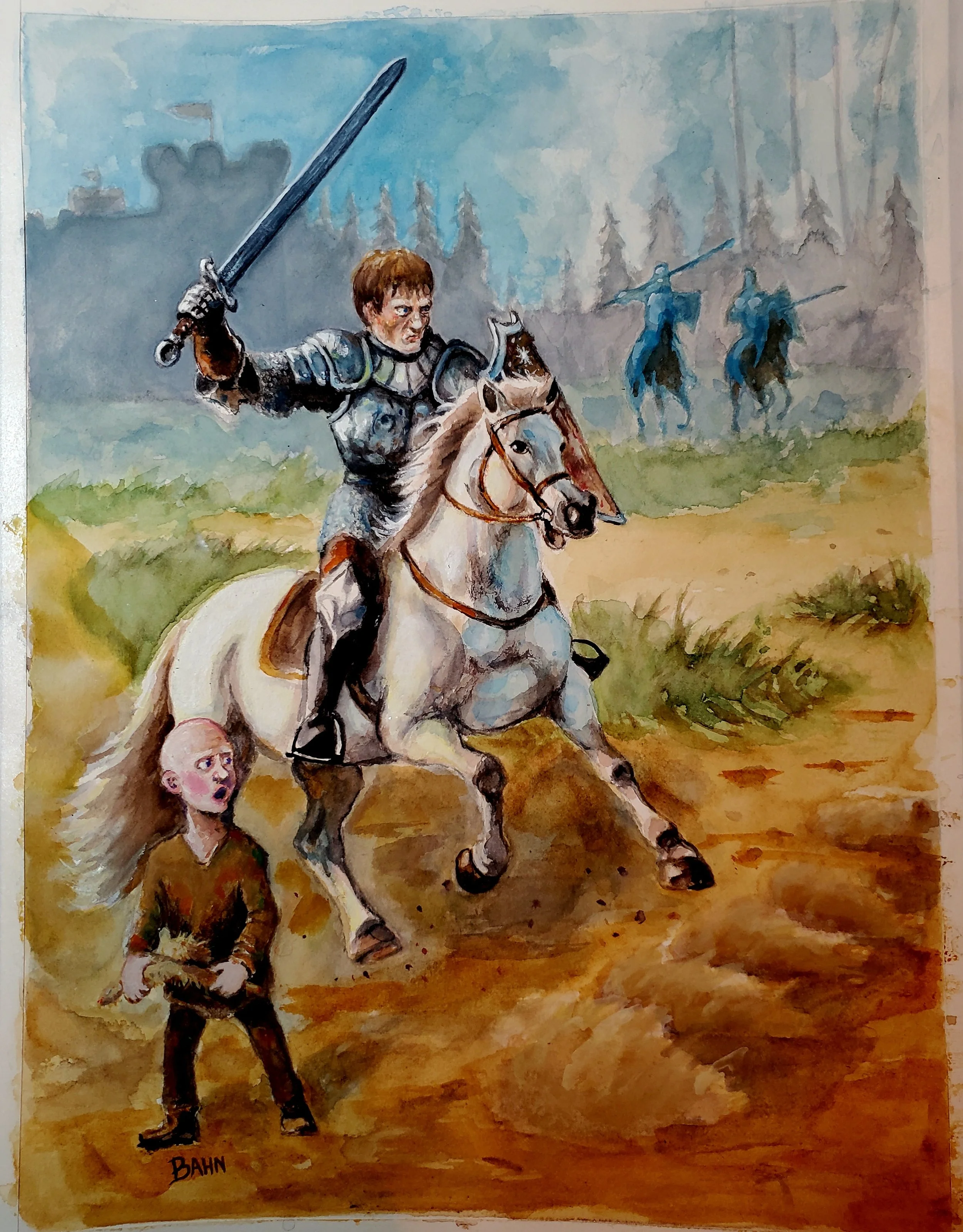 A Knight of the Seven Kingdoms, watercolor on paper, 2025
