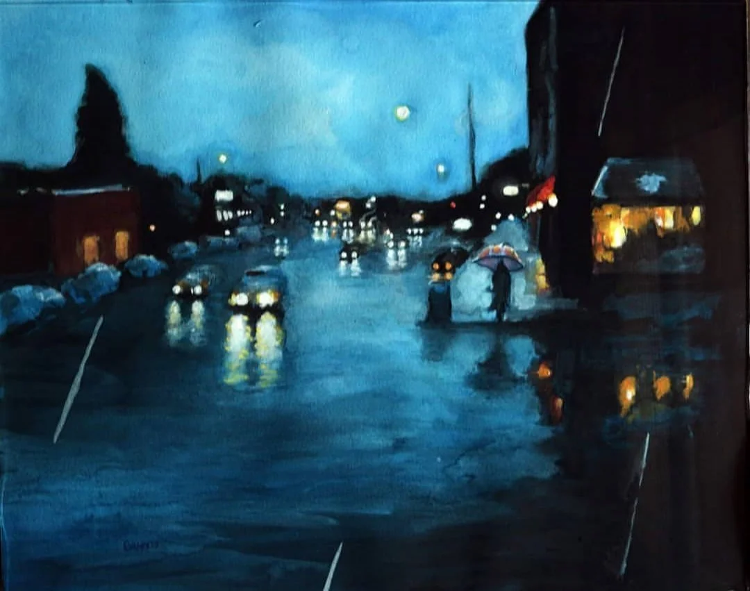 Rainy Streets, Watercolor on Paper, 2016