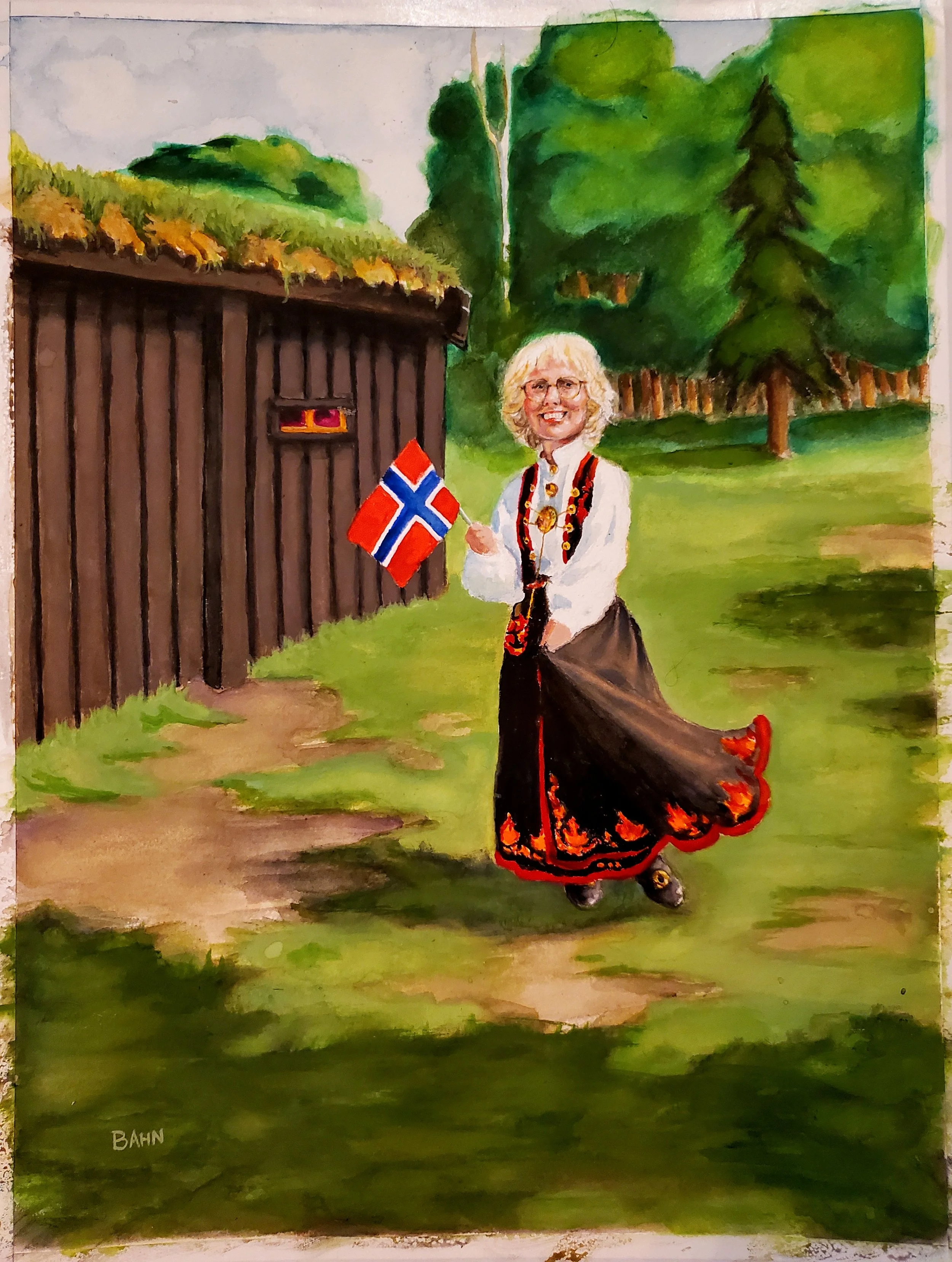 Anne Grethe, watercolor on paper, 2026