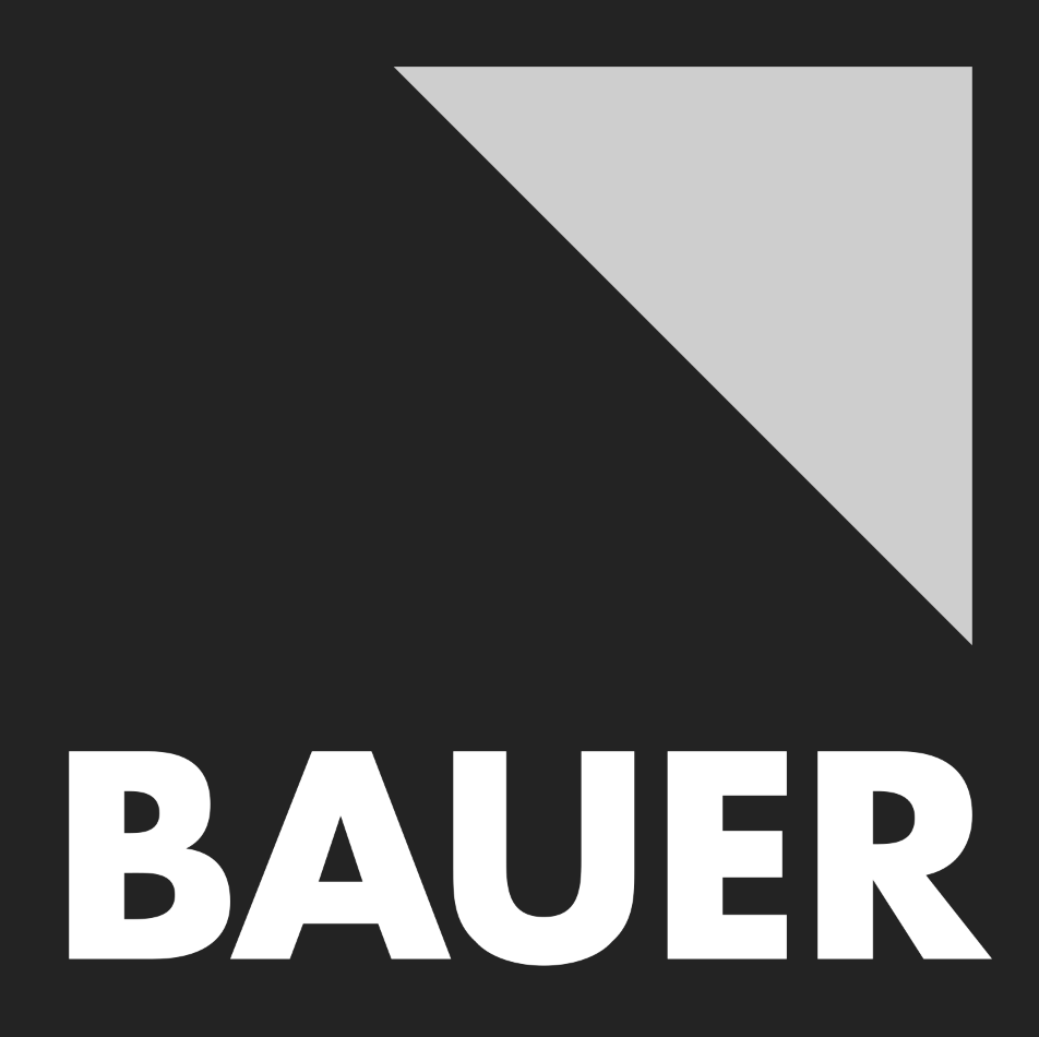 Bauer logo in white letters on black background