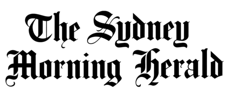 Text logo of 'The Sydney Morning Herald' in black Gothic font on a white background.