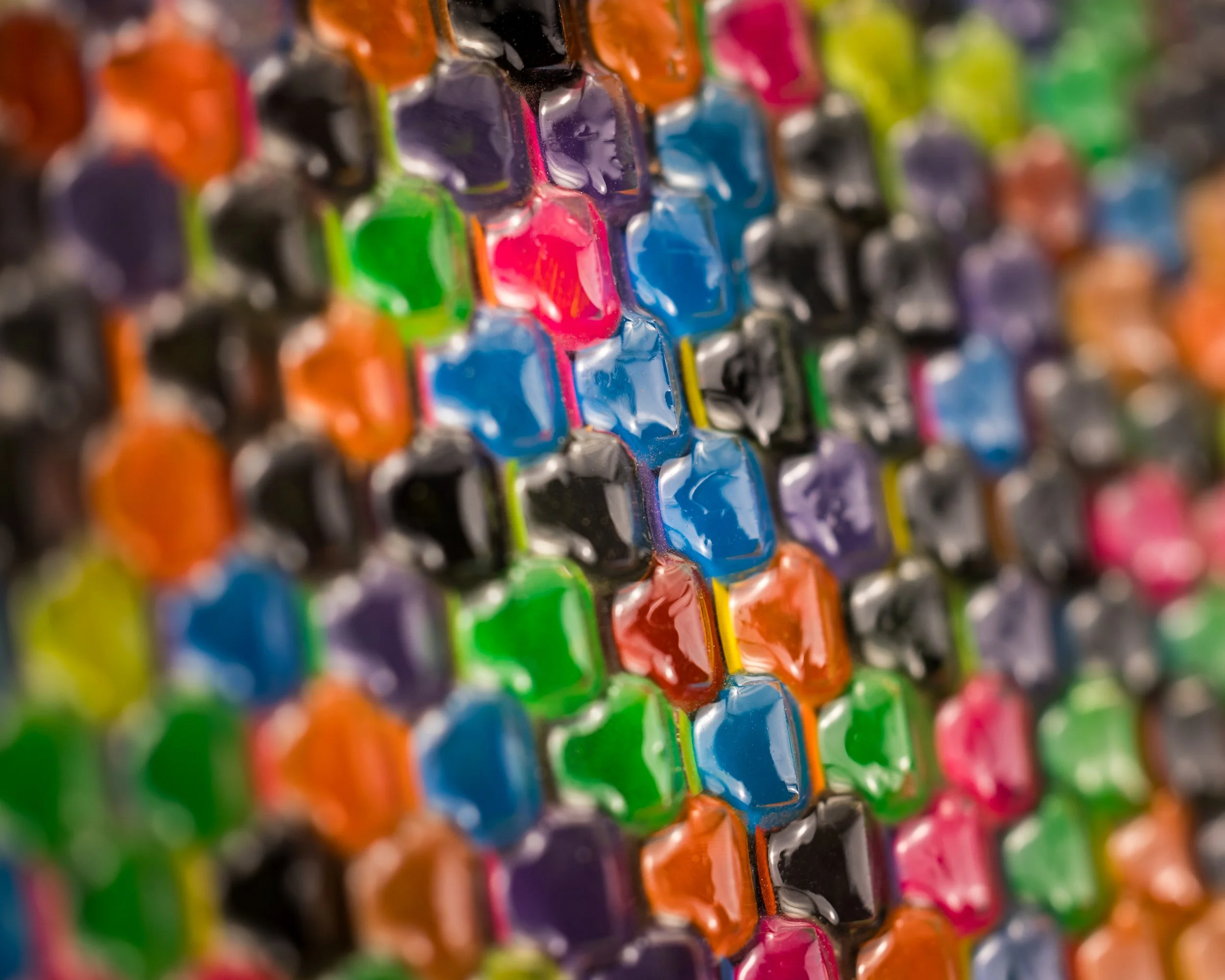 Coloured resin cubes zoomed view by Trig Art