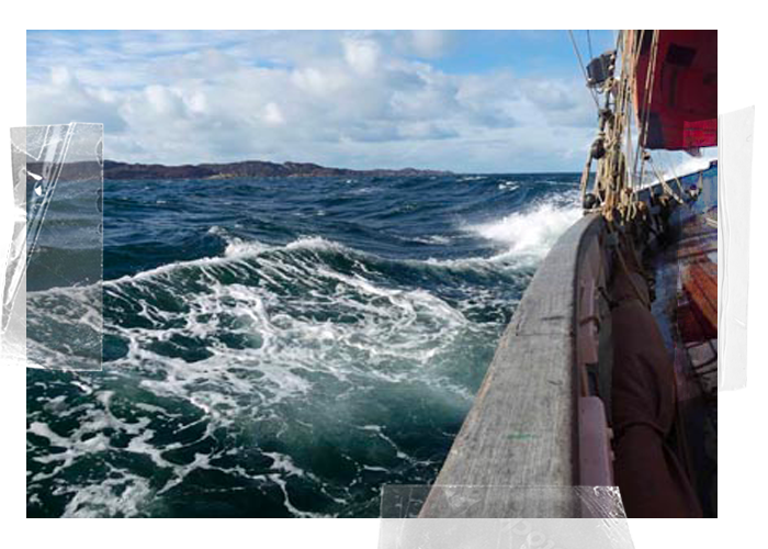Sailing on Provident in the waves