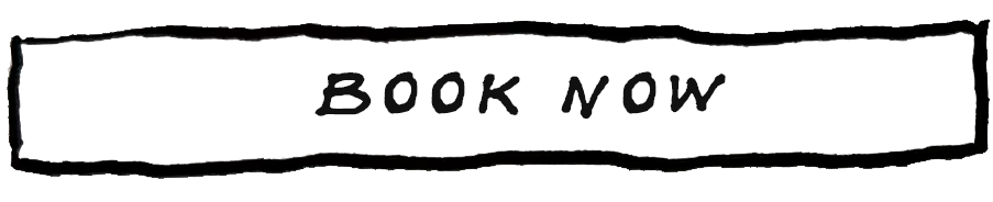 Hand-drawn rectangular sign with the text 'BOOK NOW' in black letters.