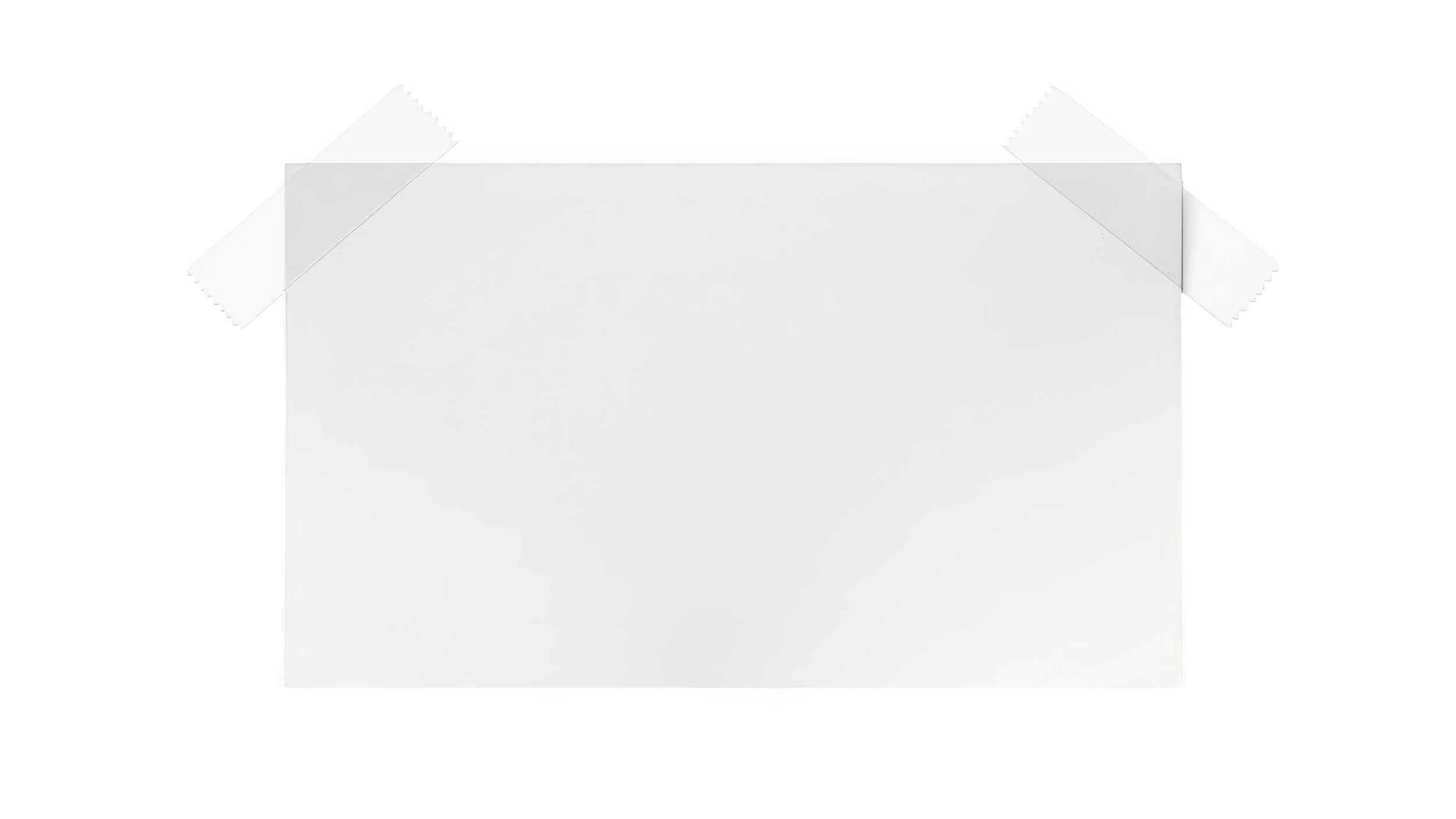 Empty white cardboard box with open flaps