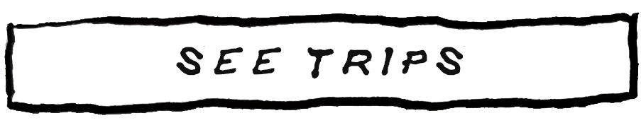 Hand-drawn sign that says 'SEE TRIPS' in black ink.