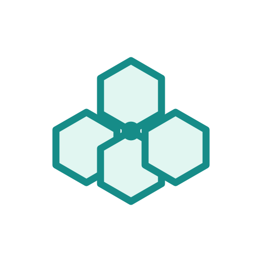 Diagram of hexagons connected in a honeycomb pattern.