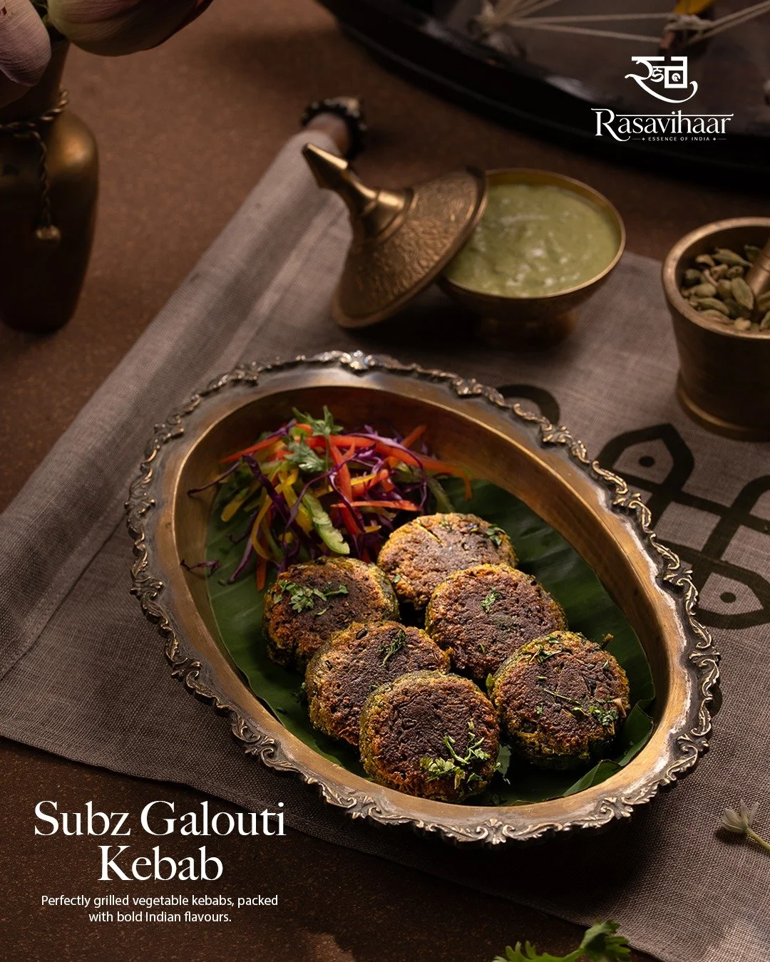 Soft, smoky, melt-in-your-mouth &mdash; Subz Gulauti Kebab is a whole mood. 
A royal kebab, reimagined with the goodness of vegetables. One bite and you&rsquo;ll get the hype.
 
1st Floor, Rasavihaar The District, Financial District, Nanakramguda, Te