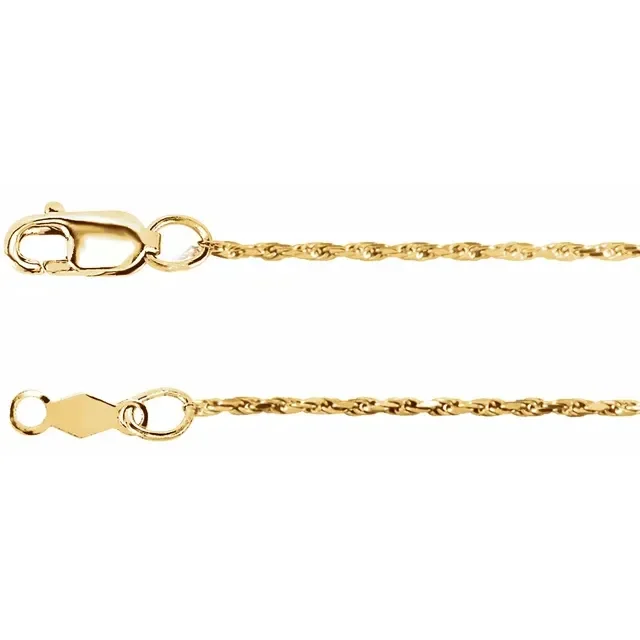 1mm 10/14K White/Yellow Gold Diamond-Cut Rope