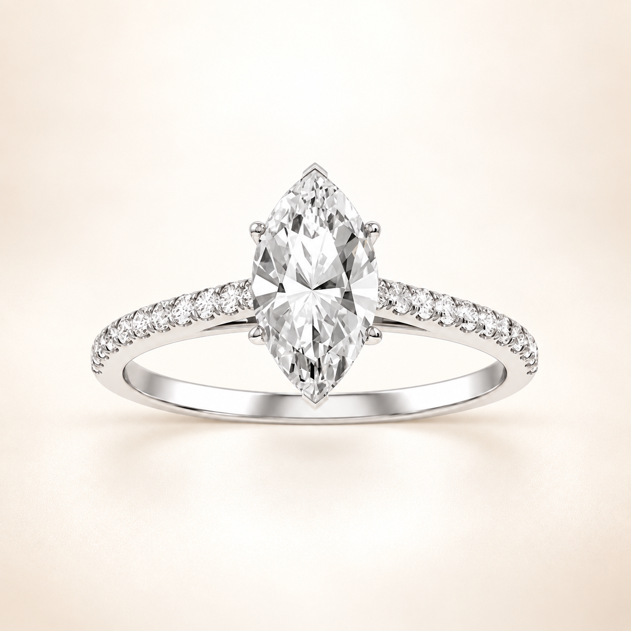 MEHT Signature- 14K White, Yellow, or Rose Gold Marquise Diamond Pavé Ring