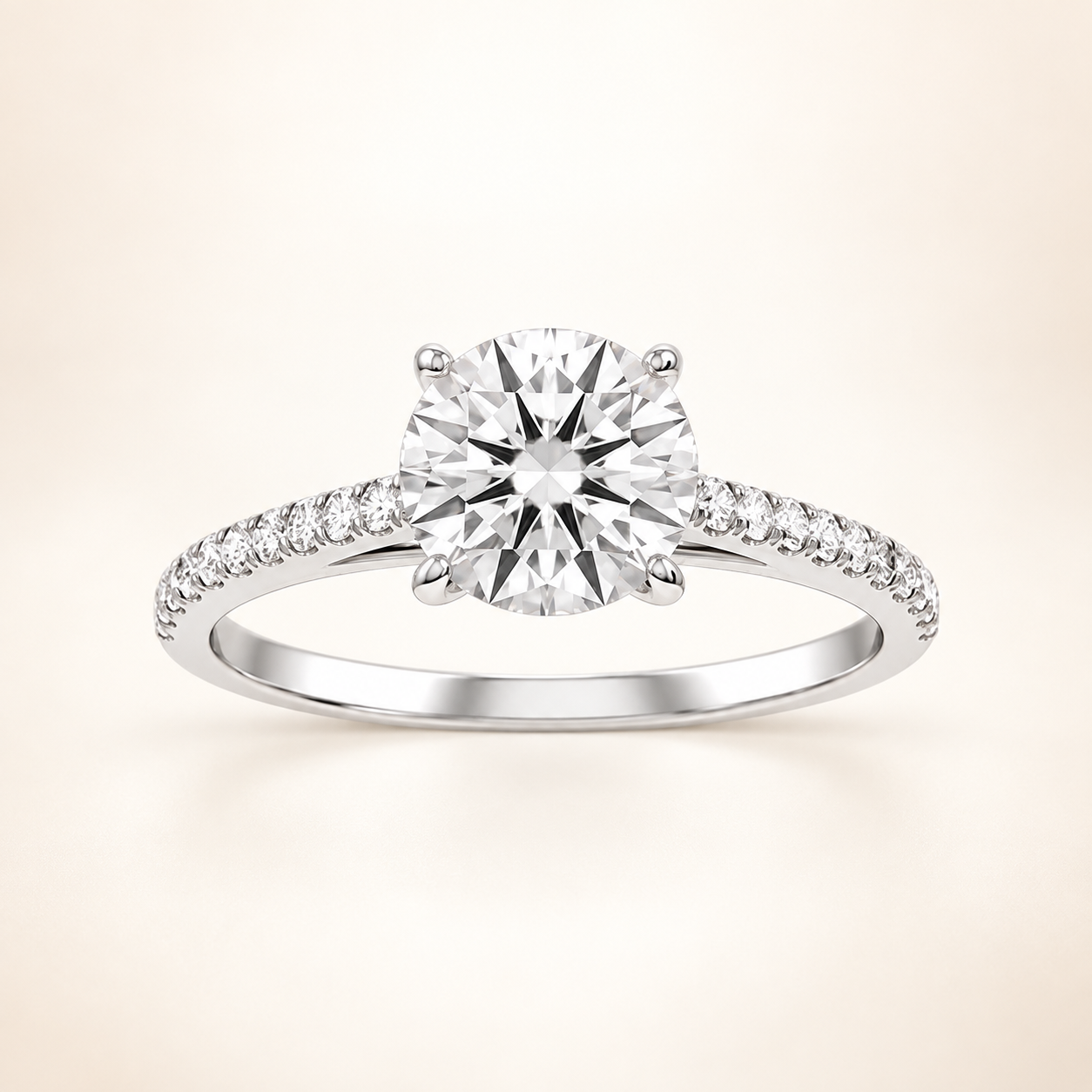 MEHT Signature- 14K White, Yellow, or Rose Gold Round Diamond Pavé Ring