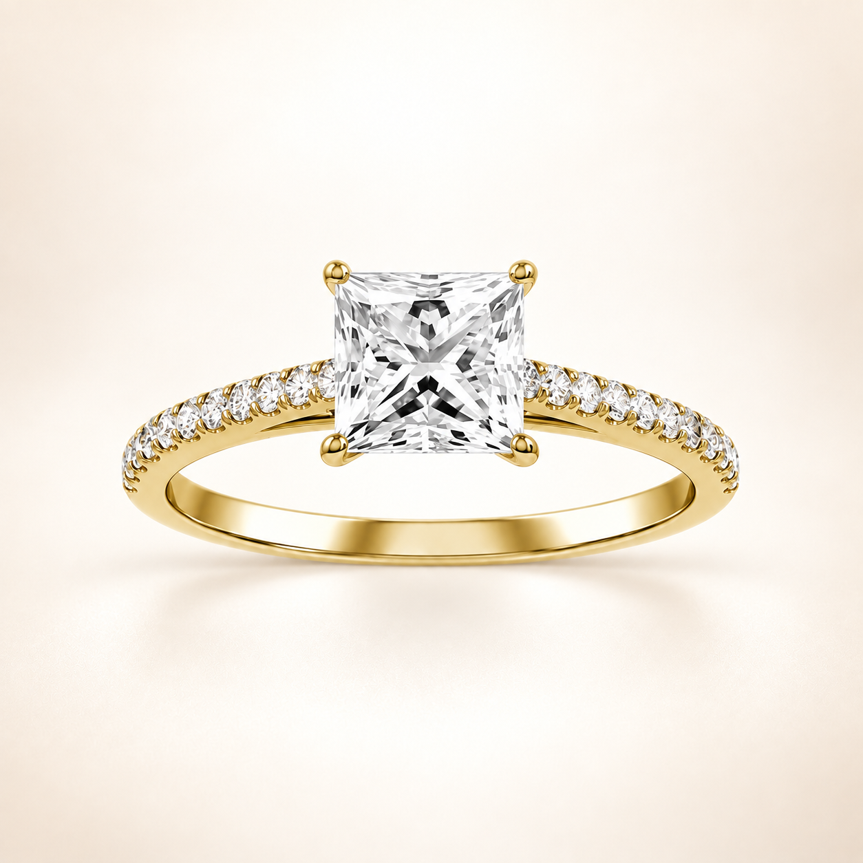 MEHT Signature- 14K White, Yellow, or Rose Gold Princess Pavé Ring