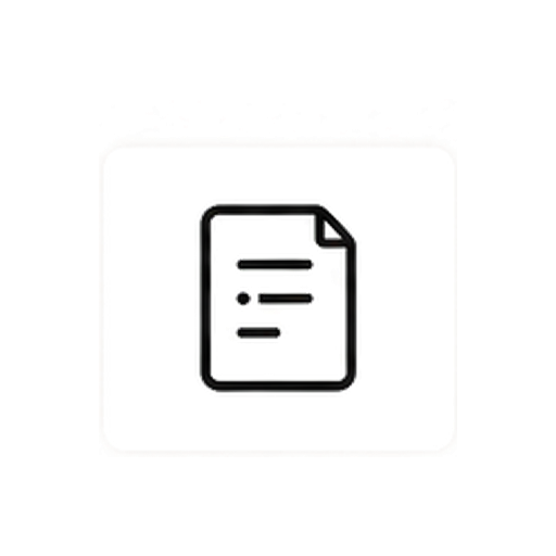 Icon of a document with lines representing text and a folded corner, on a black background.