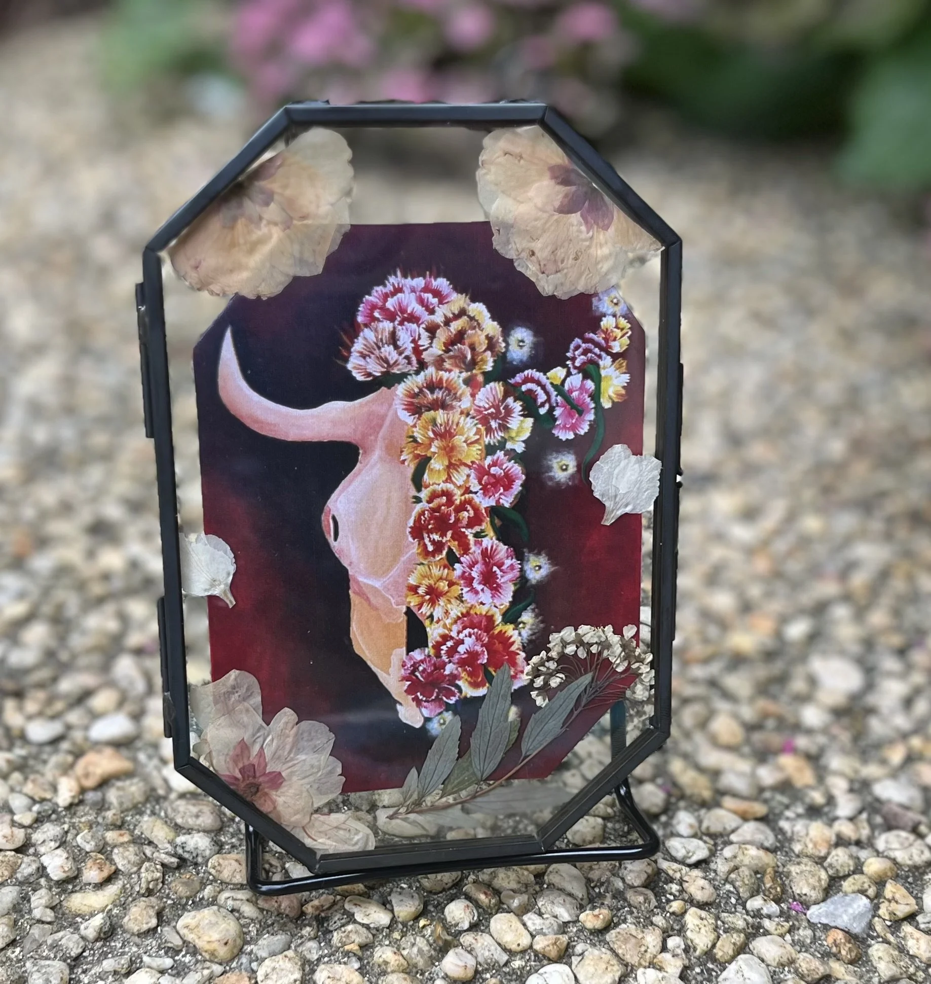 Flowering Bull Skull (Hanging Frame)