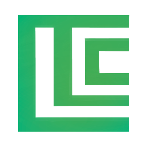 Green square with white geometric lines forming an abstract pattern.